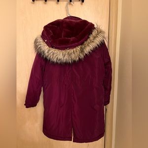 Burgandy jacket. Brand is Time and Tru. Size is medium. Never used it
